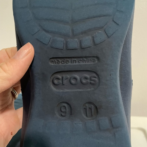 Crocs Flip Flop Sandals Women's 11 Men’s 9 Blue Tan Slip On - Picture 7 of 7